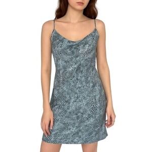 THE LIMITED 100% Silk Snake Print‎ Slip Dress Blue Gray Snakeskin Y2K Size 6